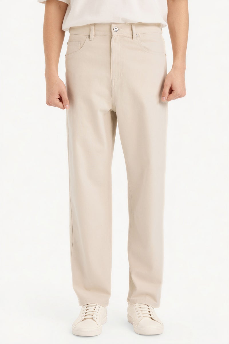 DeFacto Beige Man Baggy Fit Regular Leg Jeans Casual - Image 3